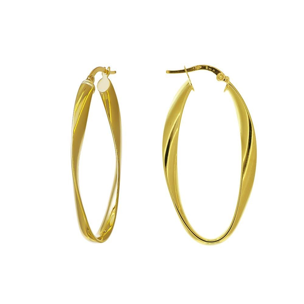 Orecchini Cerchi Onde in Oro Giallo 18 Kt