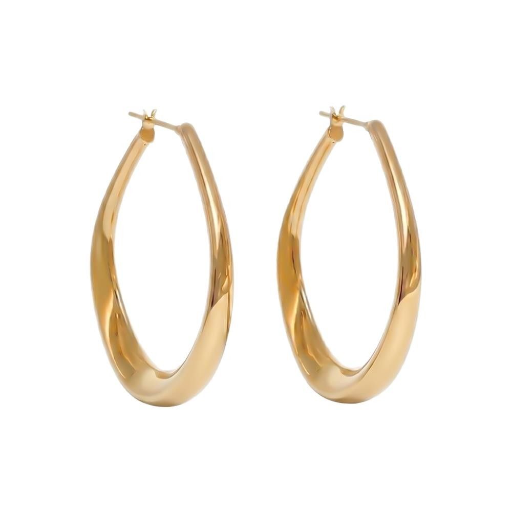 Orecchini Cerchi Ondulati in Oro Giallo 18 Kt