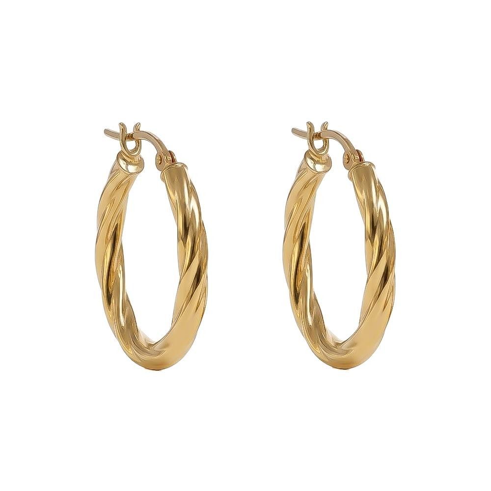 Orecchini Cerchi Ovali Torchon in Oro Giallo 18 Kt