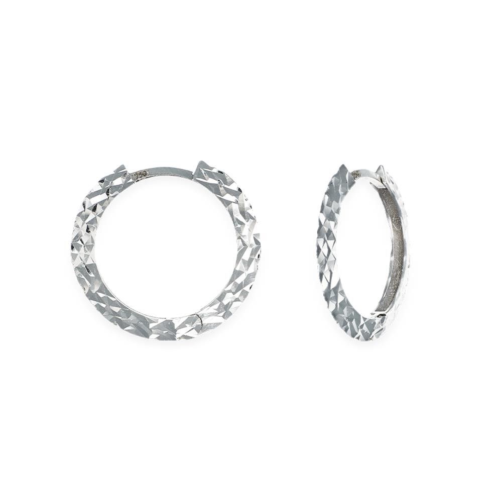 Orecchini Cerchi Piccoli in Oro Bianco 18 Kt Martellati
