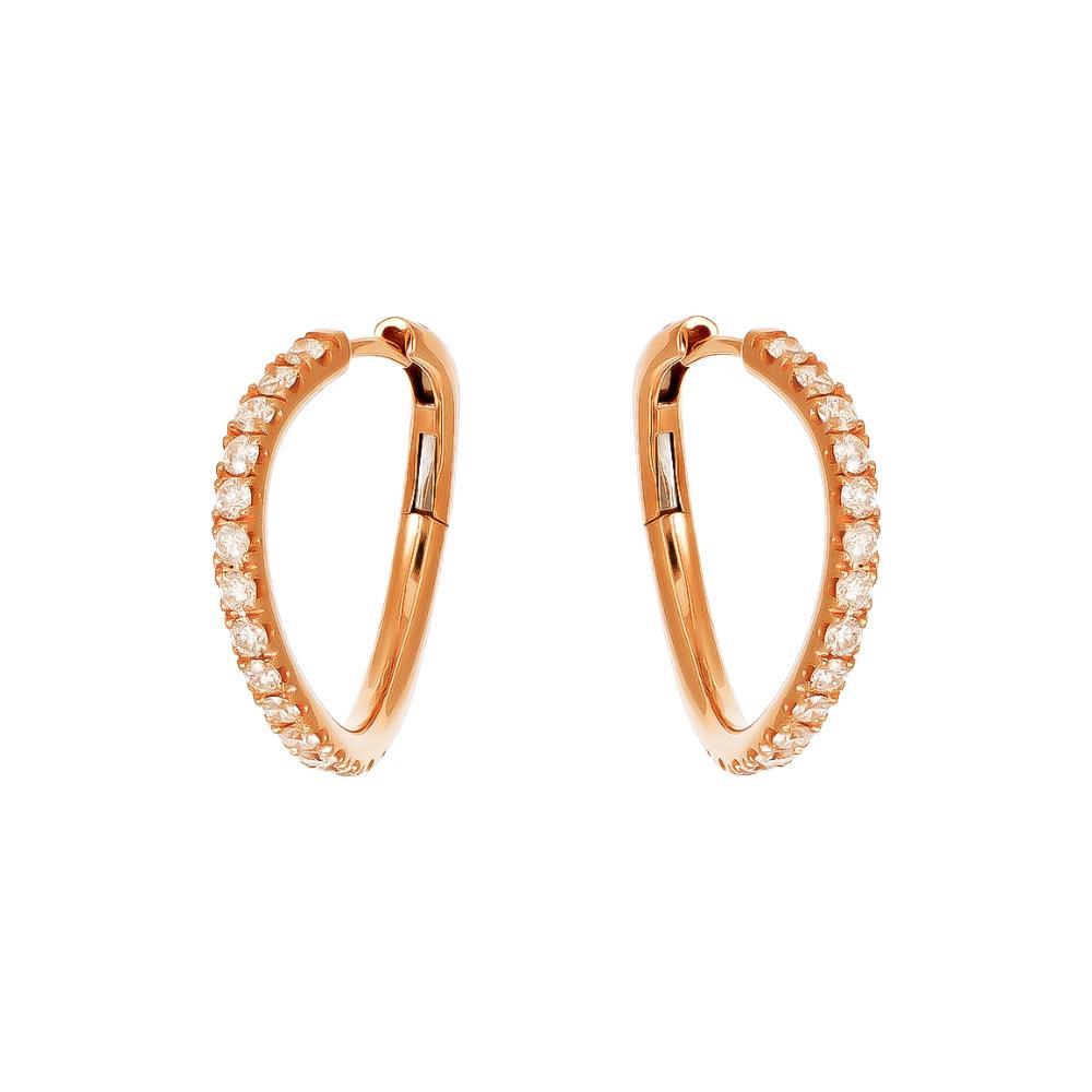 Orecchini Crivelli Cerchi Onda in Oro Rosa 18 Kt e Diamanti