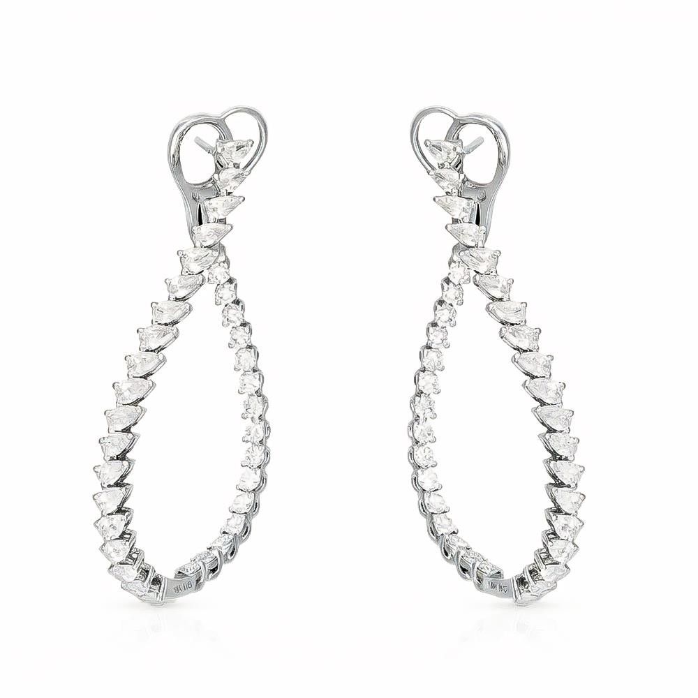 Orecchini Crivelli Ovali in Oro Bianco 18 Kt e Diamanti
