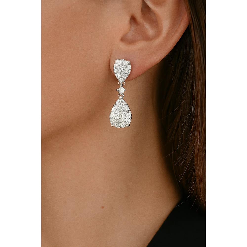 Orecchini Crivelli Pendenti in Oro Bianco 18 Kt e Diamanti