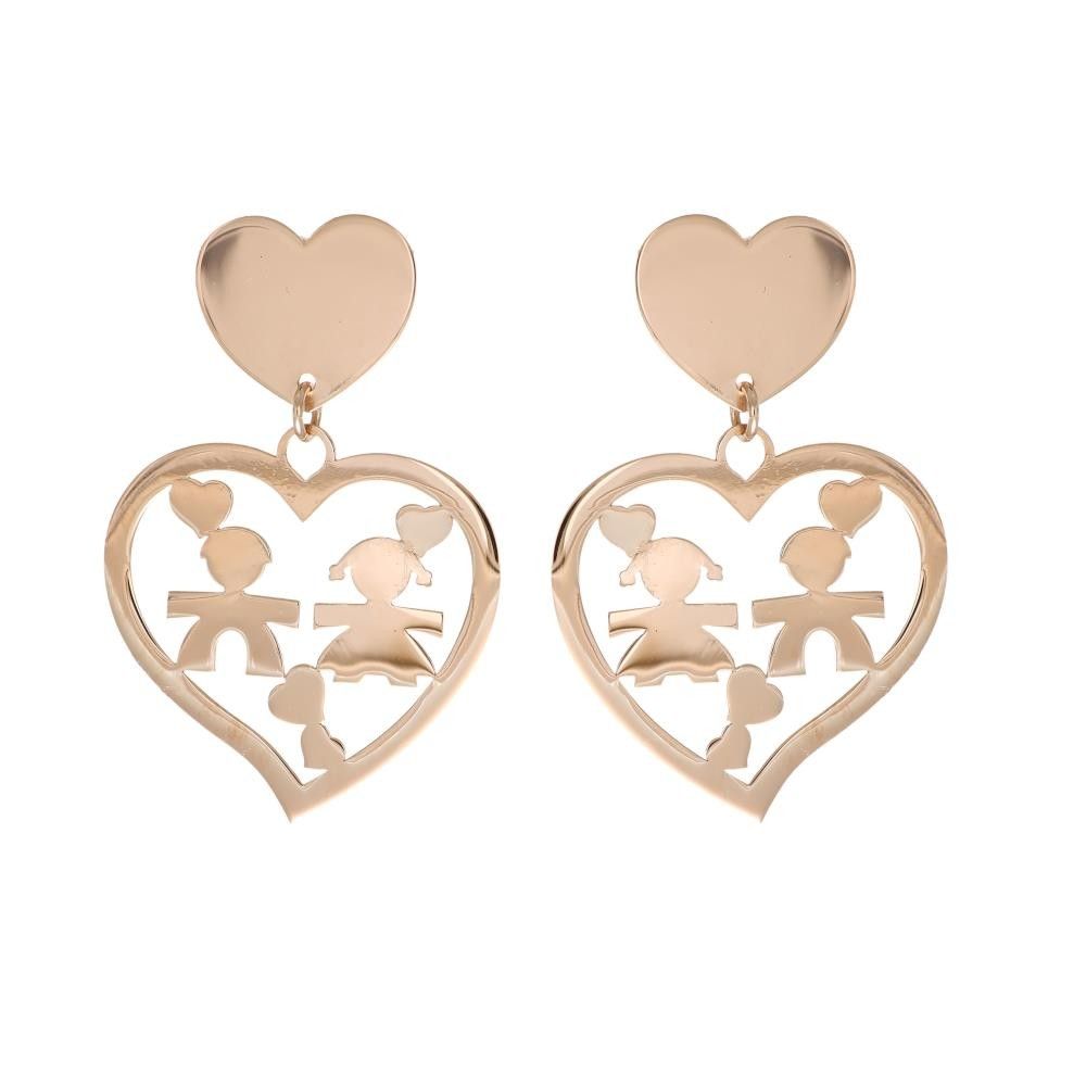 Orecchini Cuore Bebè Oro Rosa 18 Kt