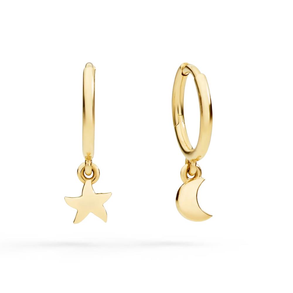 Orecchini Dodo Hoop Yellow Gold Star & Moon