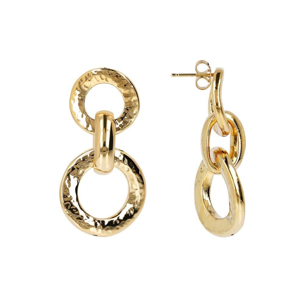 Orecchini Etrusca Pendenti Martellati con Anelli Graduati