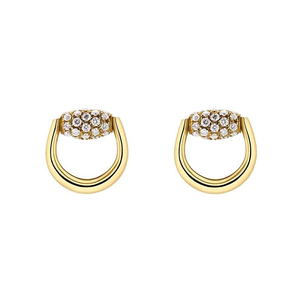 Orecchini Gucci Horsebit a bottone in oro 18 carati con diamanti