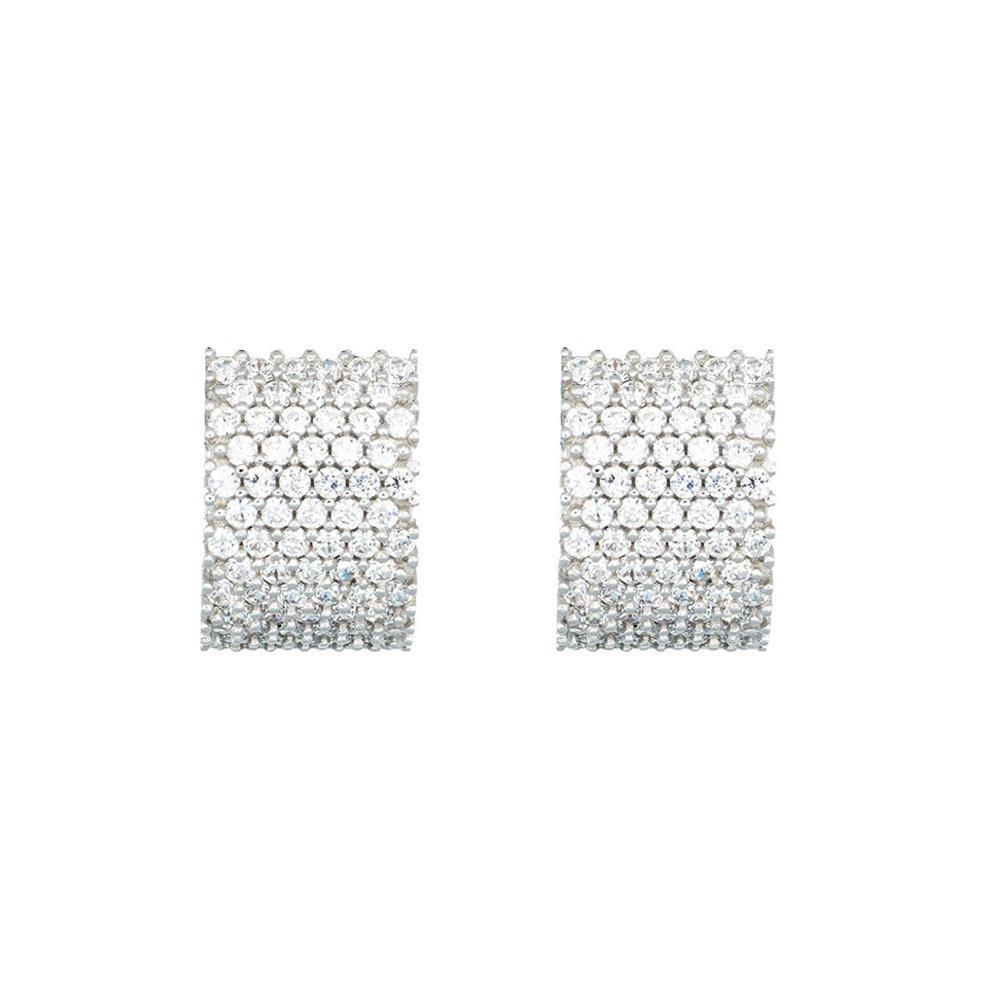 Orecchini in Oro Bianco 18 Kt e Pavè di Cubic Zirconia