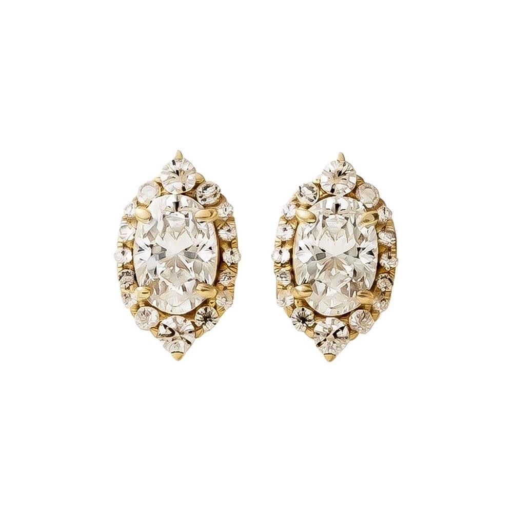 Orecchini in Oro Giallo 18 Kt e Cubic Bianca