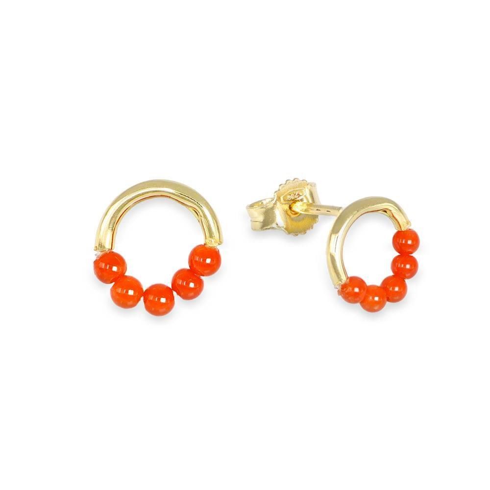 Orecchini in Oro Giallo 18 Kt e Pasta di Corallo