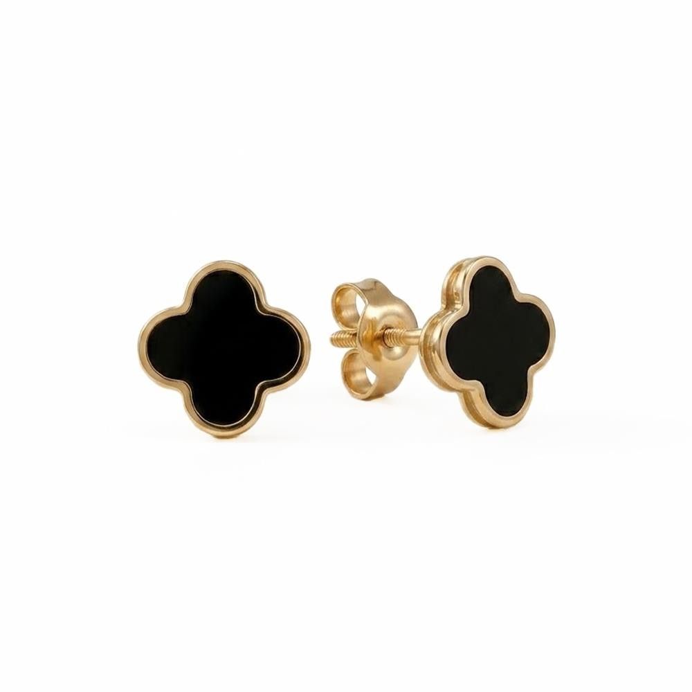 Orecchini in Oro Giallo 18 Kt e Smalto Nero