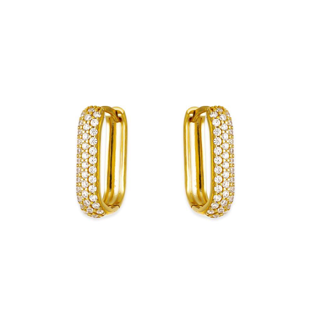 Orecchini in Oro Giallo 18 Kt in Pavè di Cubic Bianca