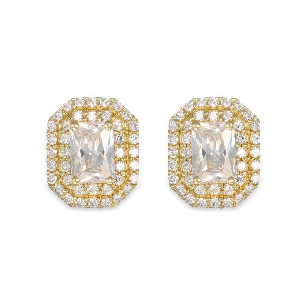 Orecchini in Oro Giallo 18Kt e Cubic Bianca