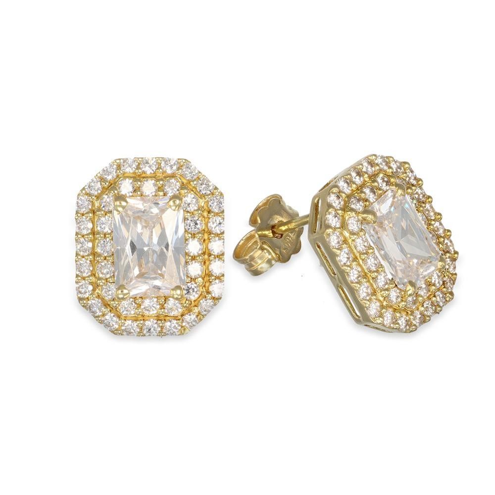 Orecchini in Oro Giallo 18Kt e Cubic Bianca