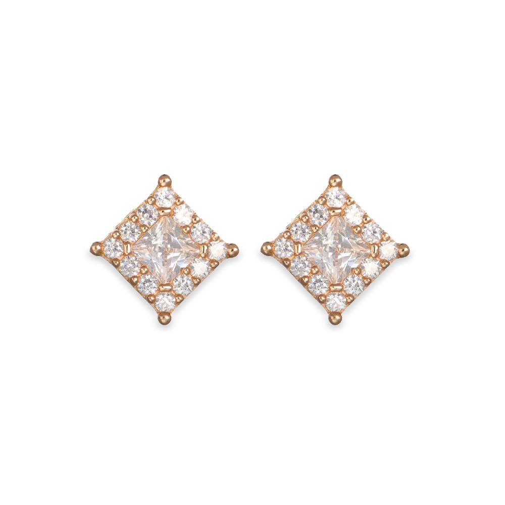 Orecchini in Oro Rosa 18 Kt e Cubic Bianca