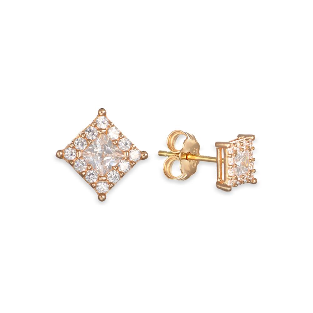 Orecchini in Oro Rosa 18 Kt e Cubic Bianca