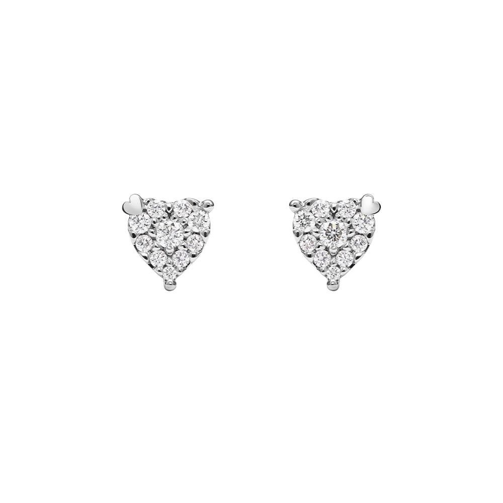 Orecchini Infinito Cuore Punto Luce in Oro Bianco 18 Kt e Diamanti 0,26 ct.