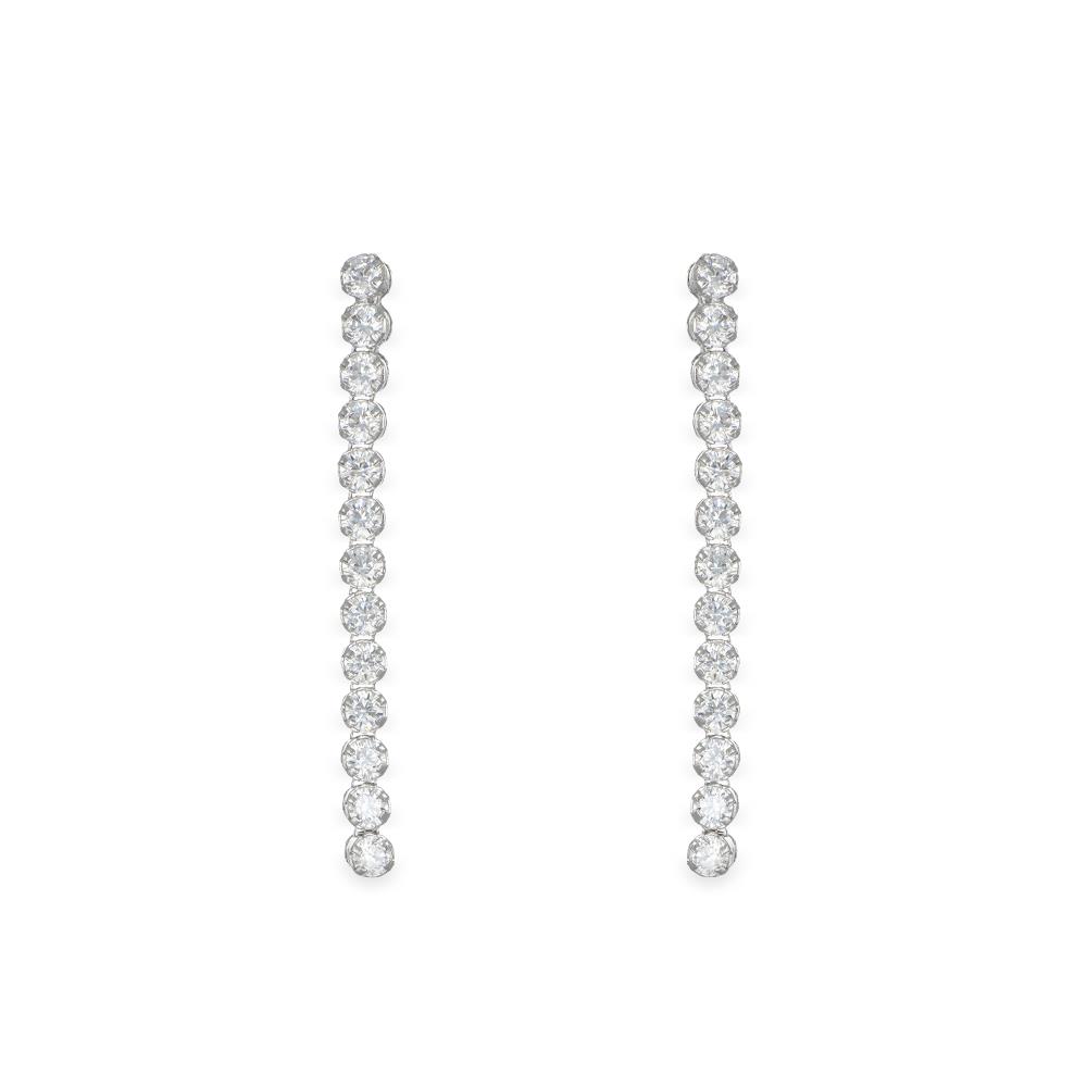 Orecchini Lunghi in Oro Bianco 18 Kt e Cubic Zirconia