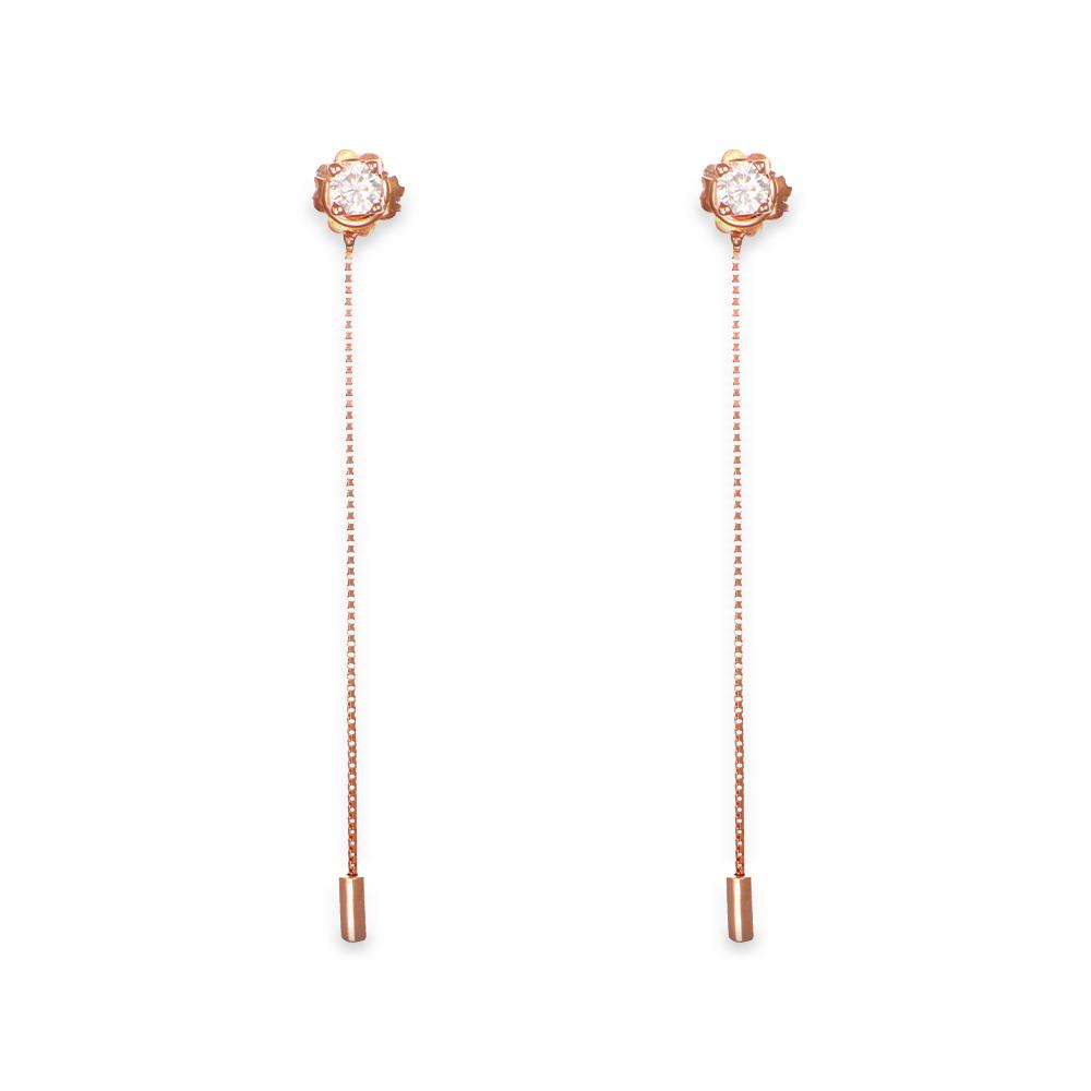 Orecchini Lunghi in Oro Giallo 18 Kt e Cubic