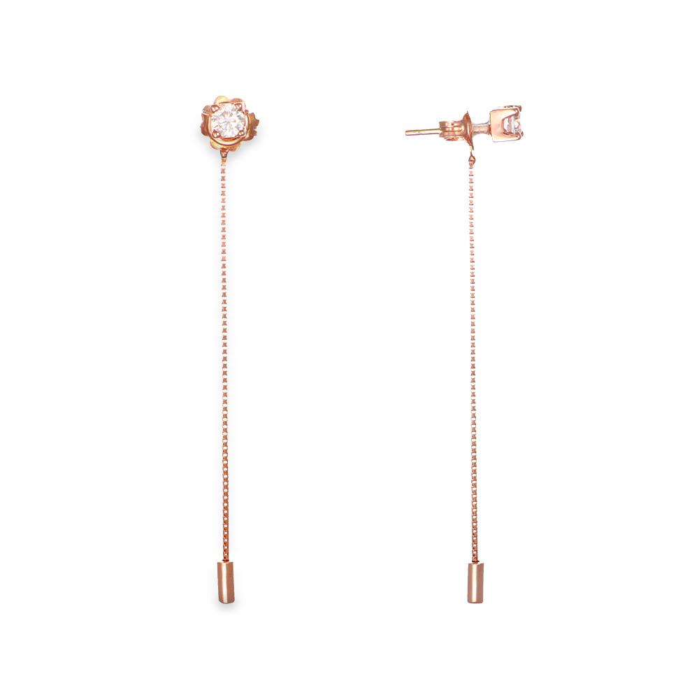 Orecchini Lunghi in Oro Giallo 18 Kt e Cubic