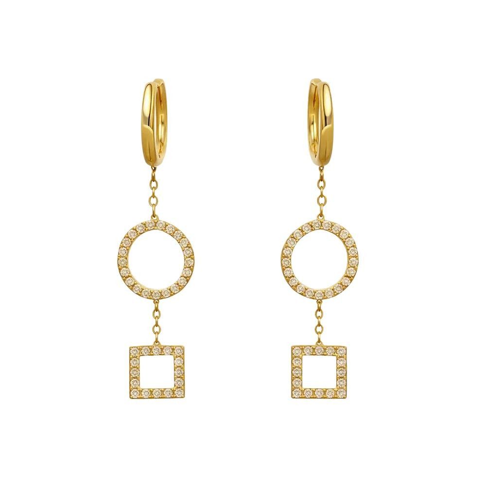 Orecchini Pendenti Cerchi in Oro Giallo 18 Kt