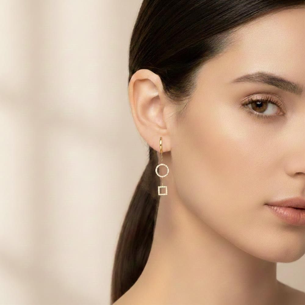 Orecchini Pendenti Cerchi in Oro Giallo 18 Kt