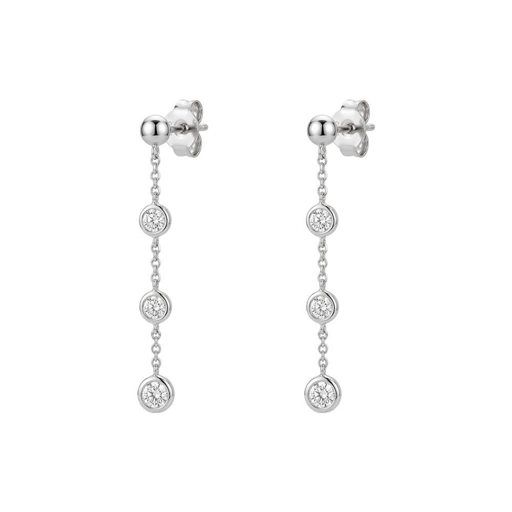 Orecchini Pendenti in Oro Bianco 18 Kt e Cubic Bianca