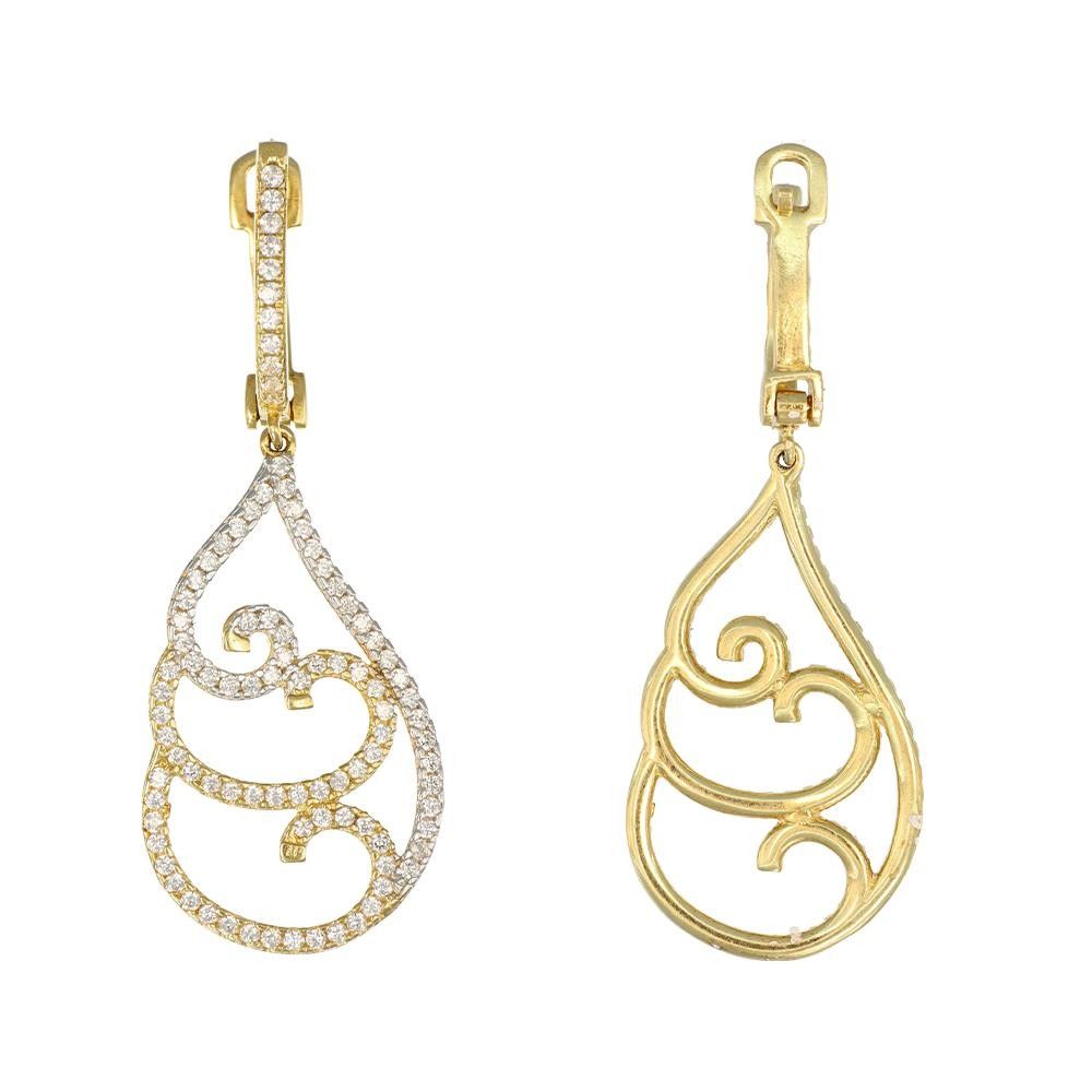 Orecchini Pendenti in Oro Giallo 18 Kt e Cubic Zirconia