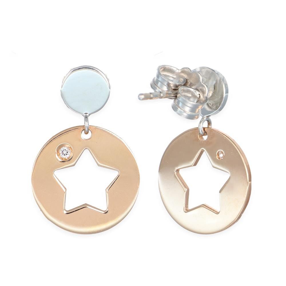 Orecchini Pendenti Stelle in Oro Rosa 18 Kt