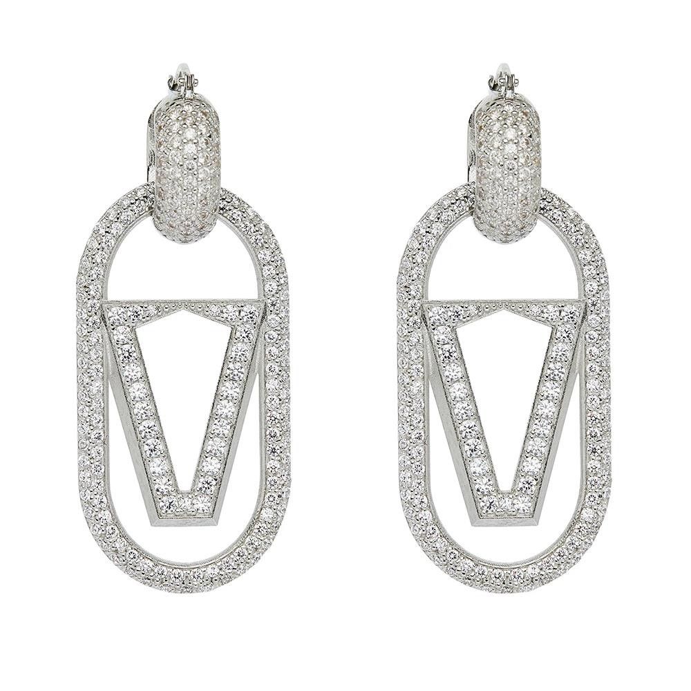 Vinani Orecchini Pendenti Quadrati Con Zirconia Rosa Fucsia - Argento Sterling 925 - Anallergici - Made In Italy - 2