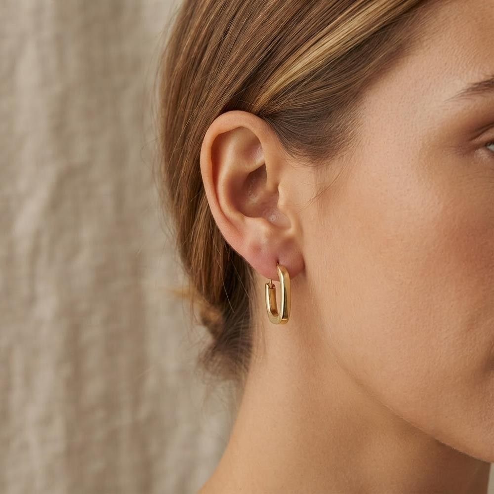 Orecchini Quadrati in Oro Giallo 18 Kt