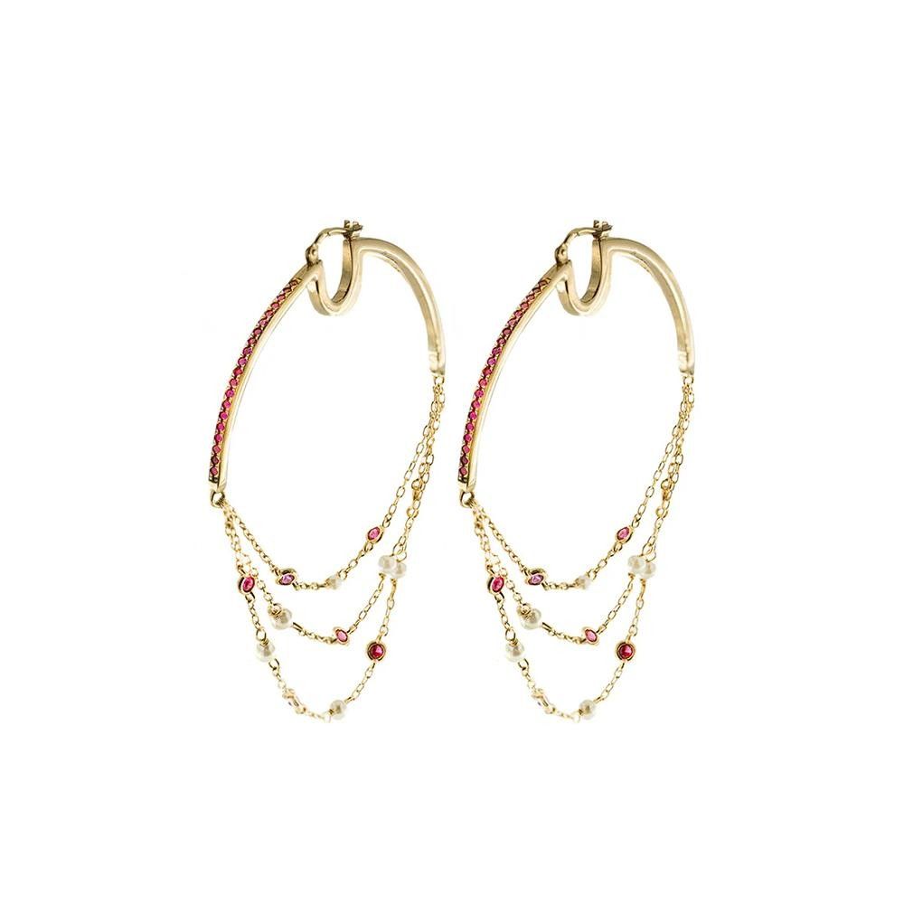 Orecchini Rue Des MIlle Galactica Big Hoops Tre Fili