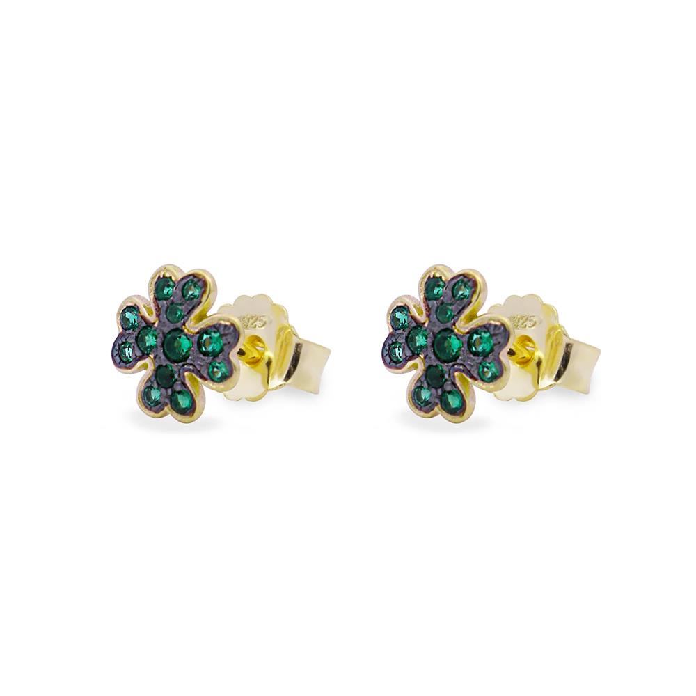 Orecchini Rue Des Mille Stardust Ten A Lobo Pavè Small Zirconi Colorati Quadrifogli