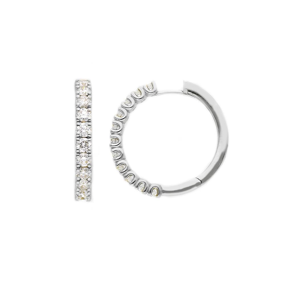 Orecchini SONGA Cerchi in Oro Bianco 18 Kt e Diamanti