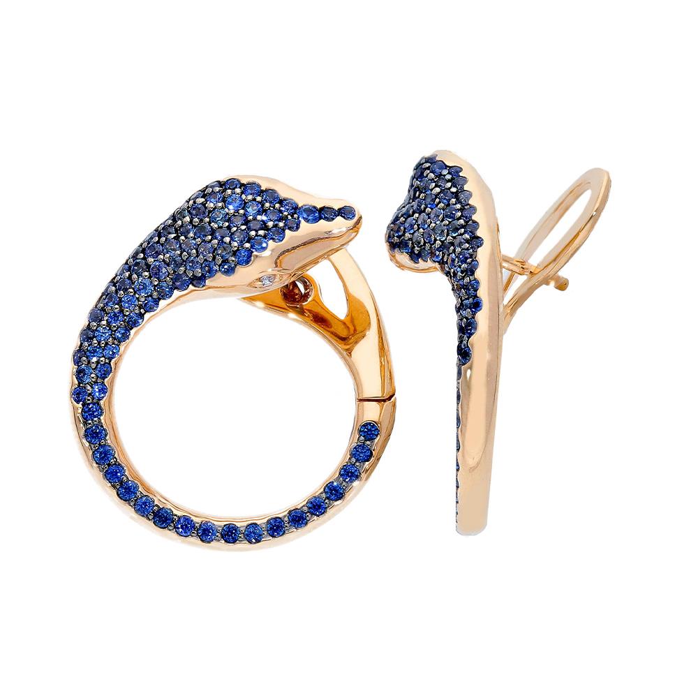 Orecchini SONGA Luxury in Oro Giallo 18 Kt Zaffiri Blu e Diamanti