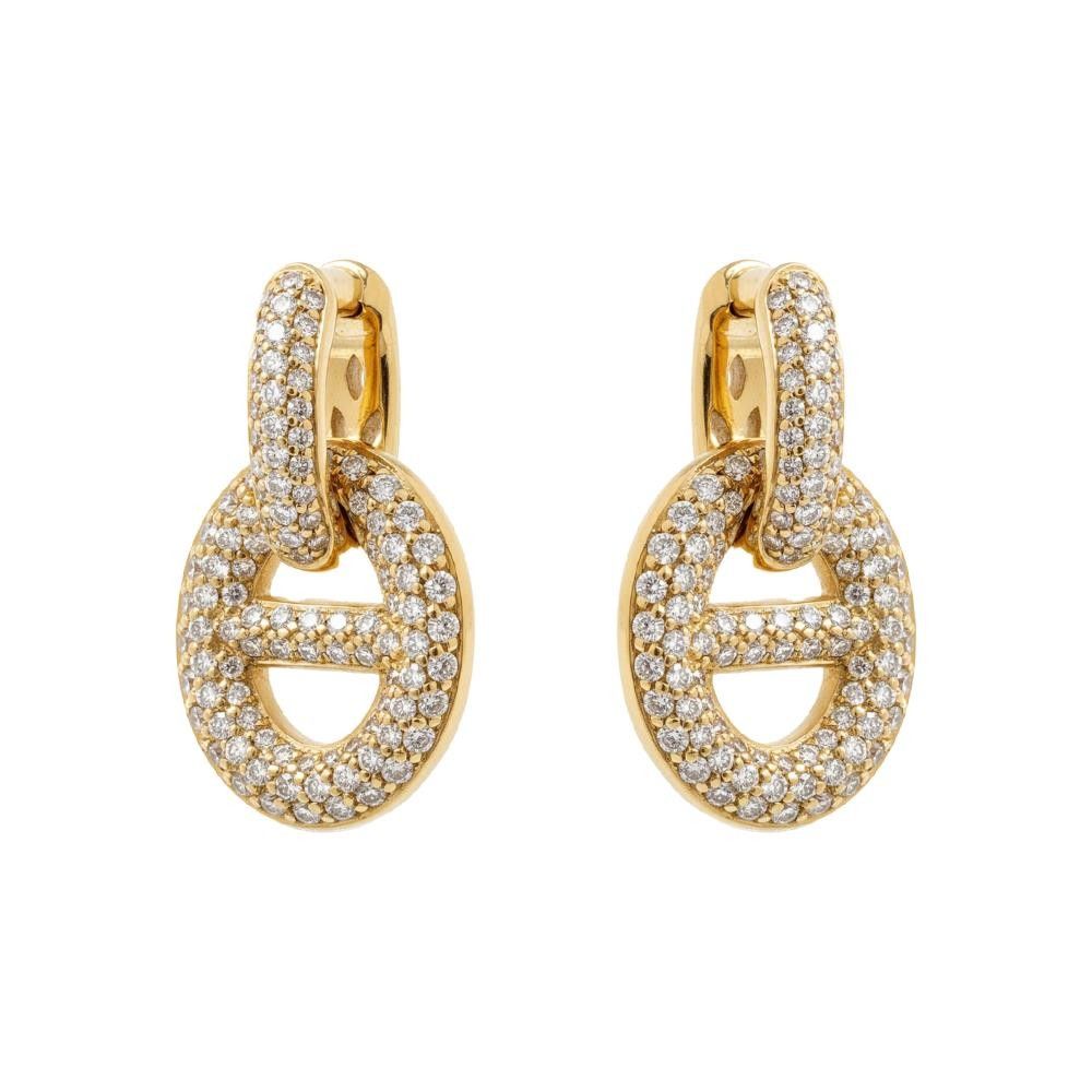 Orecchini Songa Pendenti in Oro Giallo 18 Kt e Diamanti