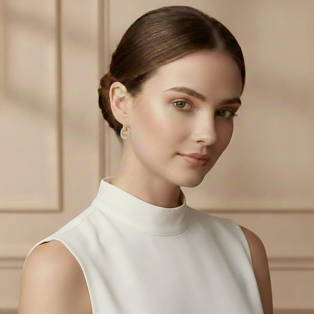 Orecchini Songa Pendenti in Oro Giallo 18 Kt e Diamanti