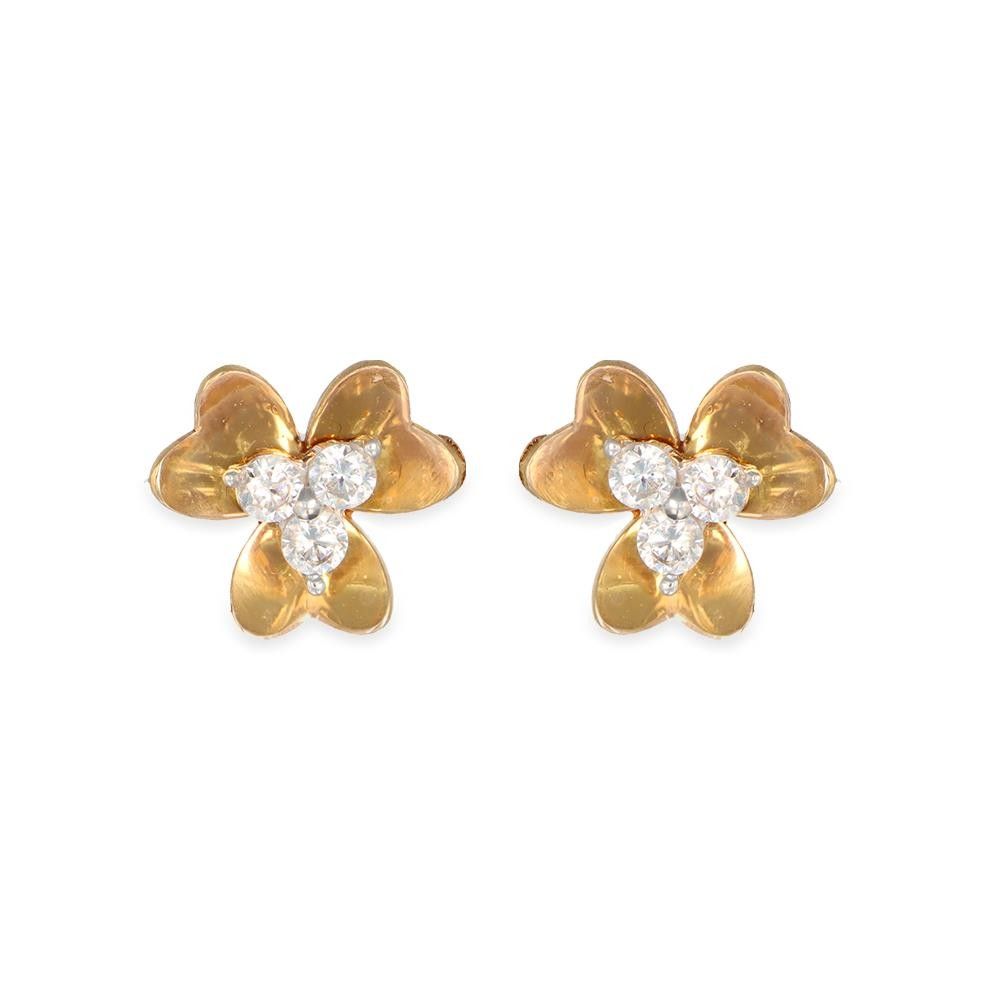 Orecchini Trifogli in Oro Rosa 18 Kt e Cubic