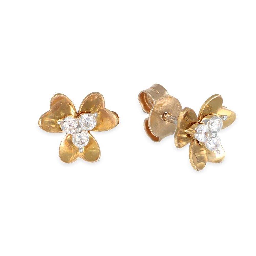 Orecchini Trifogli in Oro Rosa 18 Kt e Cubic