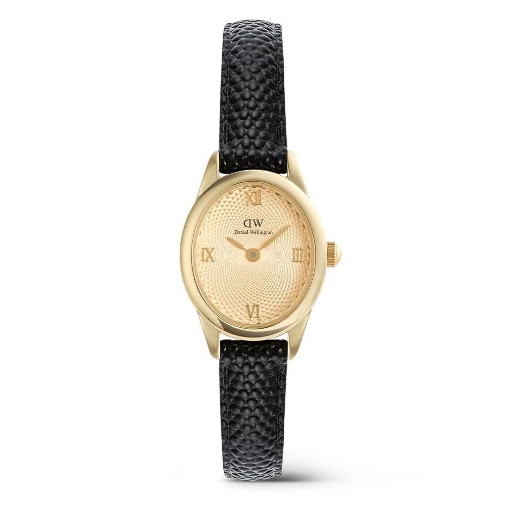 Orologio Daniel Wellington Ophelia Mini Black Lizard Unitone Guilloché Gold