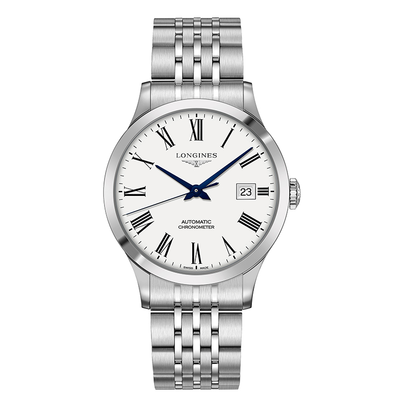 Orologio Longines Record acciaio bianco mat