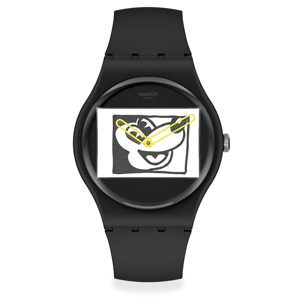 Orologio Swatch Keith Haring Mickey Blanc Sur Noir