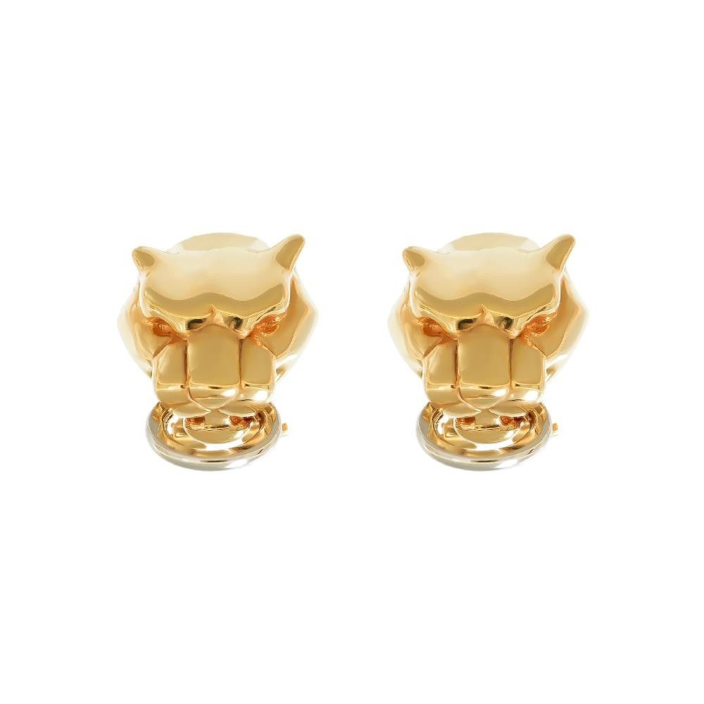 Orecchini Teste di Pantera in Oro Giallo e Bianco 18 Kt