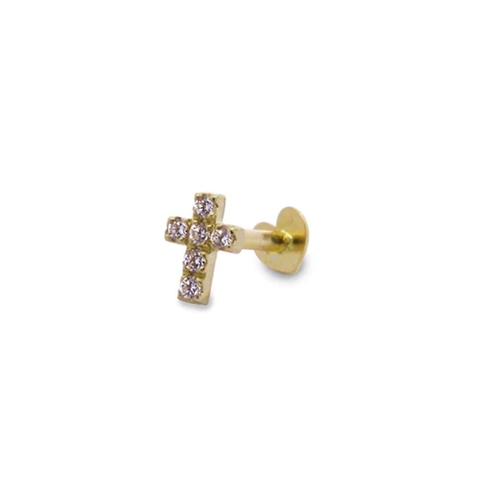 Percing Helix Rue Des Mille Oro 18 KT e Diamanti Croce