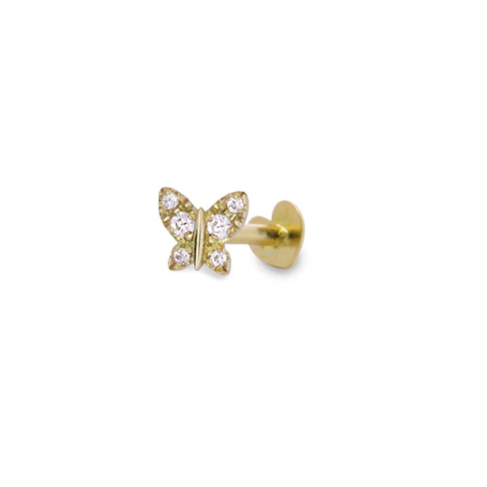 Percing Helix Rue Des Mille Oro 18 KT e Diamanti Farfalla