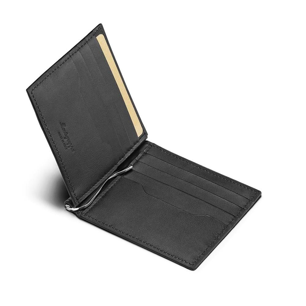 Portacarte Montegrappa Signet Series con Clip, Pelle Liscia Nera