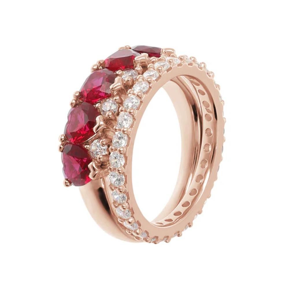 Set di Anelli Bronzallure Altissima Bicolore con Cuori in Cubic Zirconia