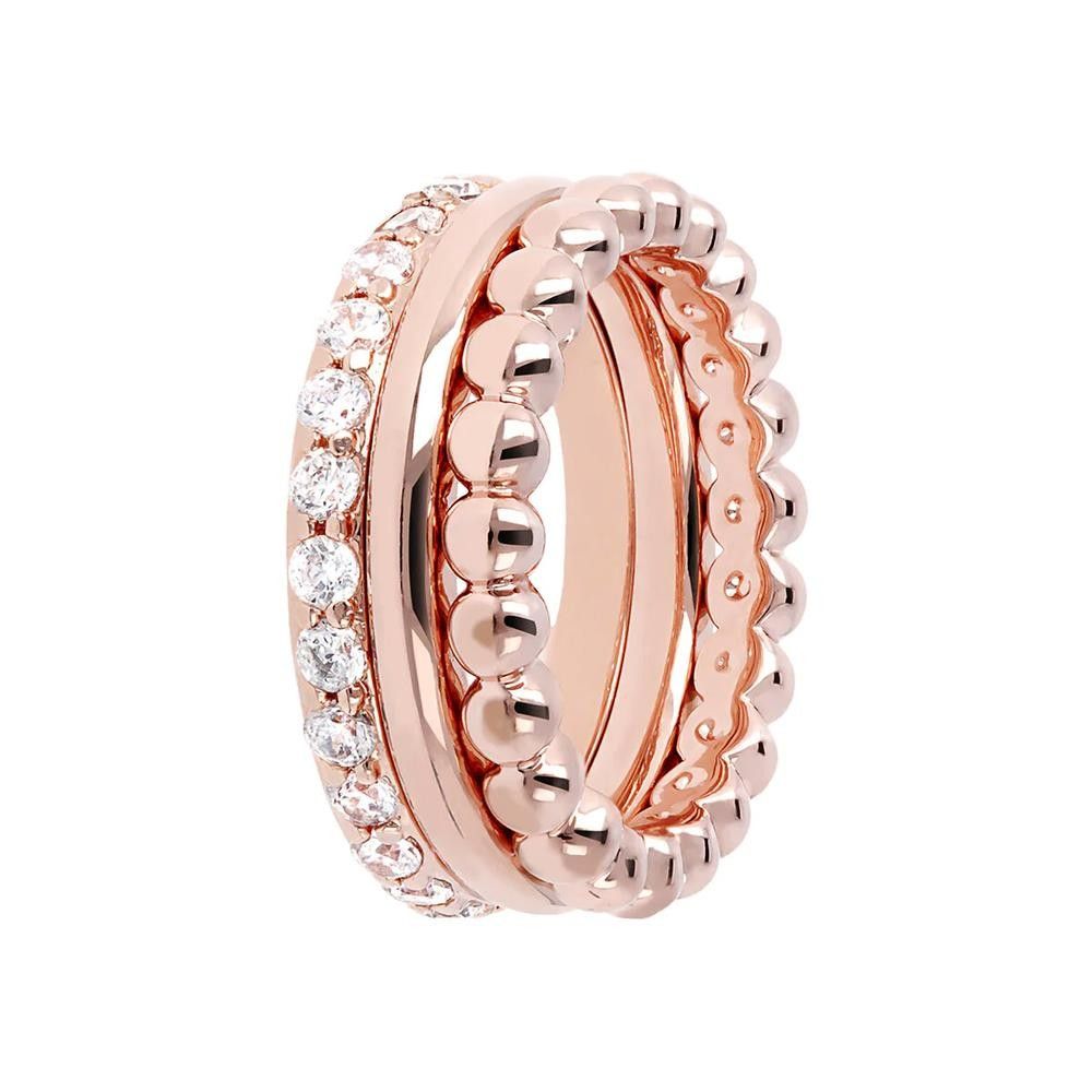 Set di Anelli Bronzallure Altissima Fedina con Palline e Cubic Zirconia